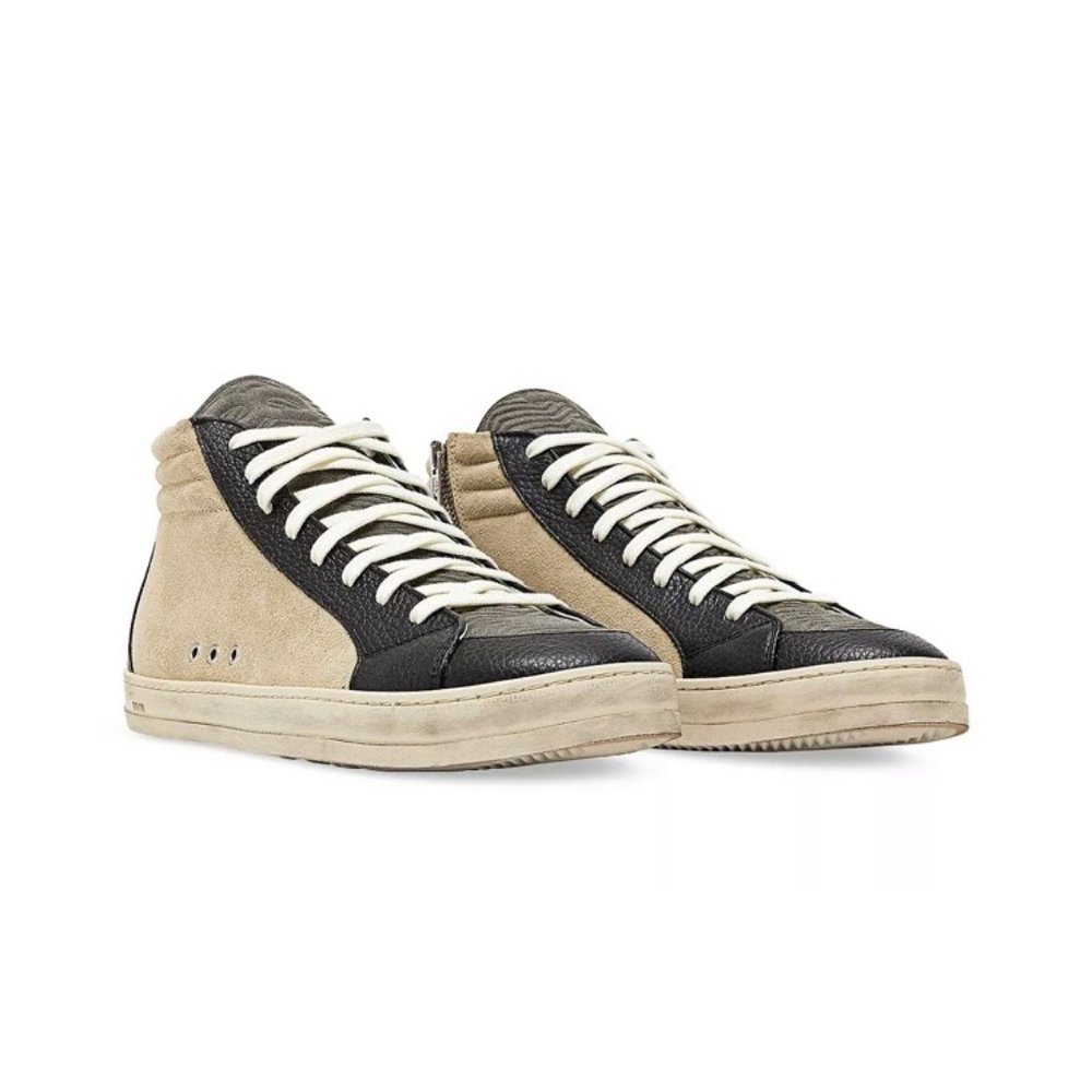 P448 High-Top Sneakers in Black and Beige